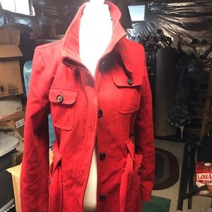 Red winter wool coat